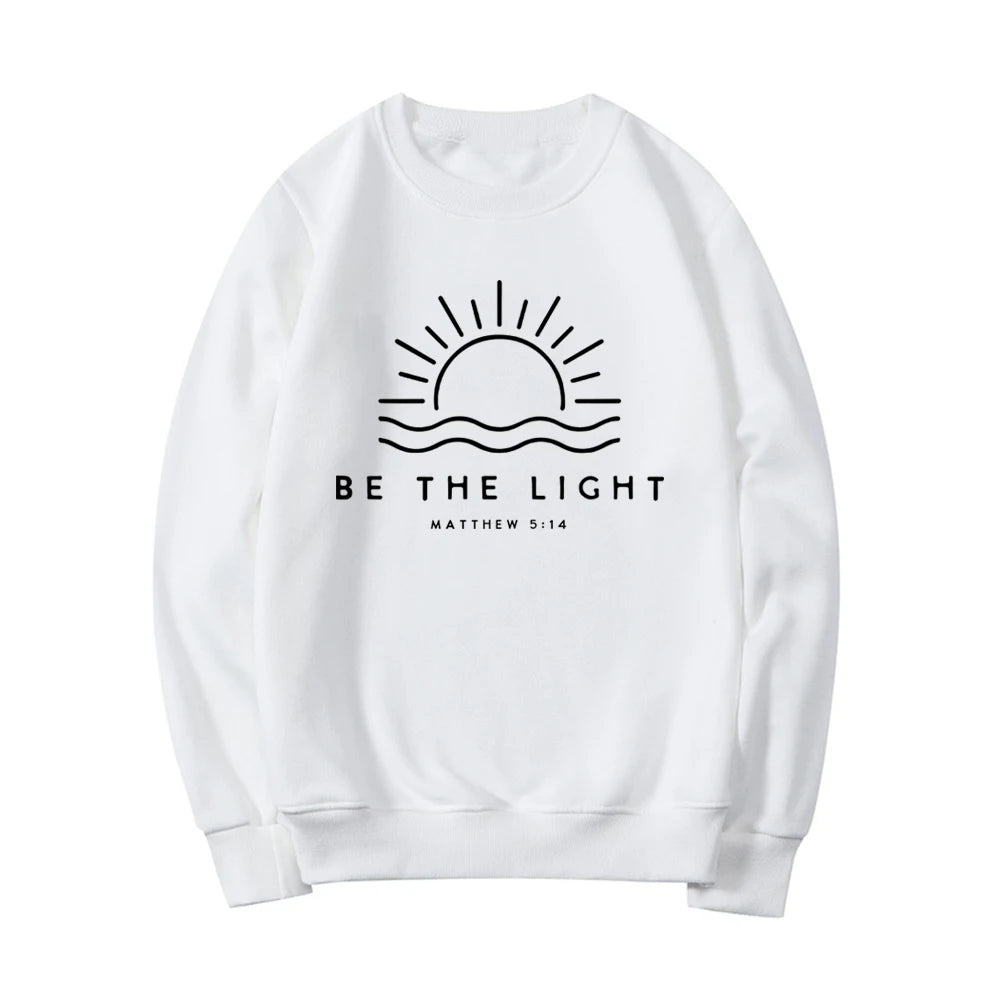 Be The Light Sweatshirt Gift for Christians Mathew 5:14 Sweatshirt Bible Verse Sweater Women Pullover Religious Hoodie Faith Top