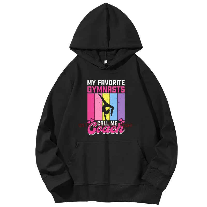 Funny Gymnast Vintage Gymnastics Printed Sweater Spring Autumn Fashion Graphic Hooded Sweatshirts Cotton Pullover Hoodies