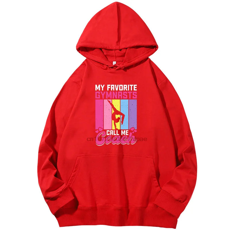 Funny Gymnast Vintage Gymnastics Printed Sweater Spring Autumn Fashion Graphic Hooded Sweatshirts Cotton Pullover Hoodies