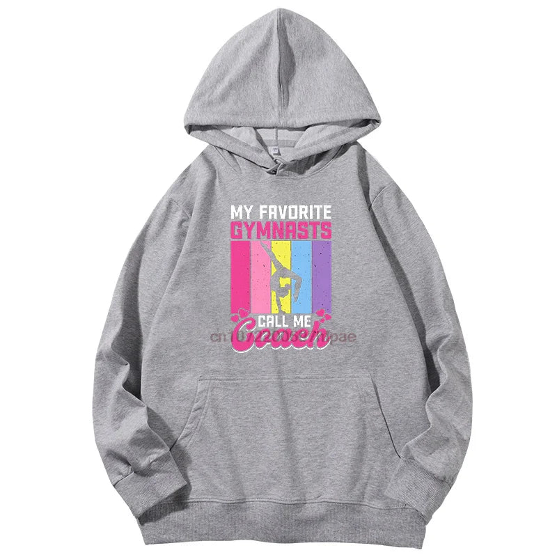 Funny Gymnast Vintage Gymnastics Printed Sweater Spring Autumn Fashion Graphic Hooded Sweatshirts Cotton Pullover Hoodies