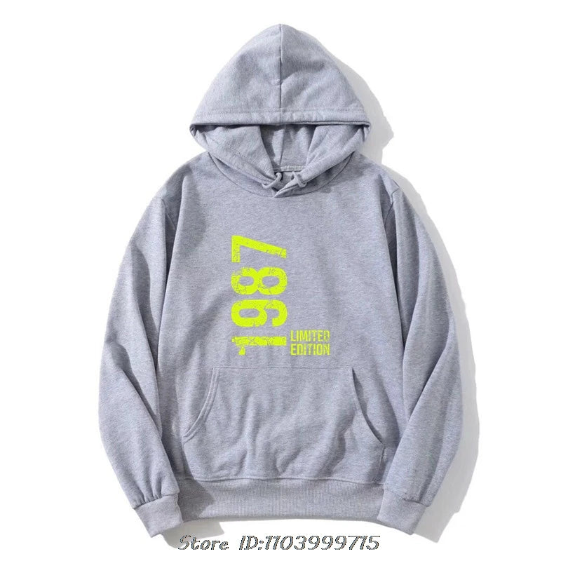 Novelty Awesome 37th 37 Years Retro Vintage 1987 Hoodie Fashion Men Hoody Sweatshirt Oversized Casual Jacket Cotton Streetwear